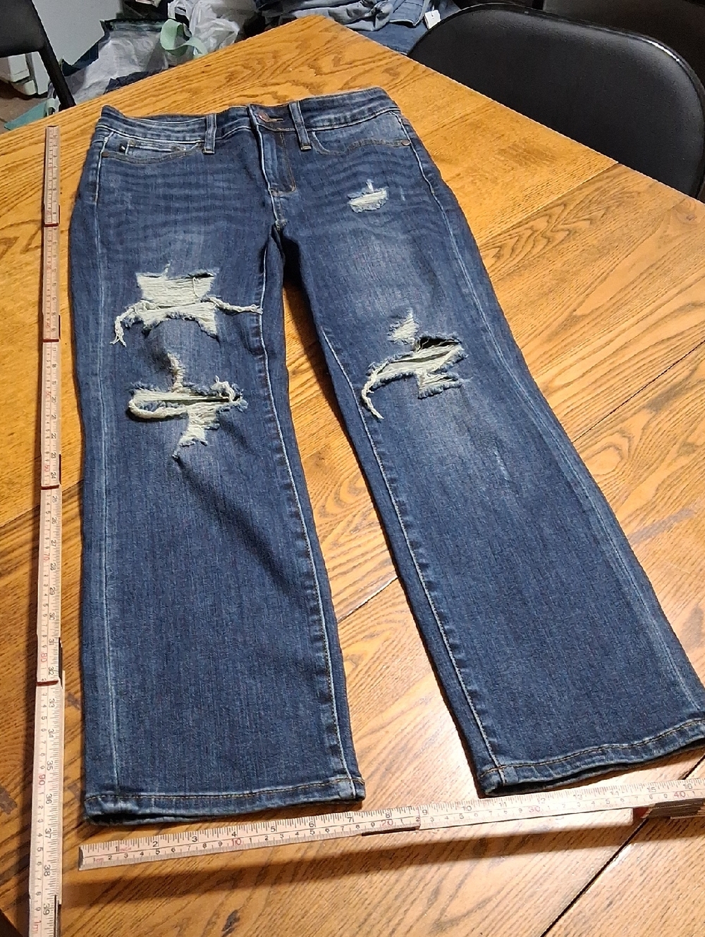 JUDY BLUE Jeans Womens 7 / 28 Denim Preowned Distressed STRAIGHT LEGS Pants Used